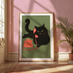 Poster "Gatto al telefono" - Decorazione umoristica - Poster di animali divertenti - Stampa artistica moderna retrò - Regali a tema gatto - Galleria d'arte murale - Amante dei gatti