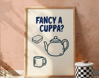 Póster "Te apetece una taza de té": Impresión artística minimalista para la cocina