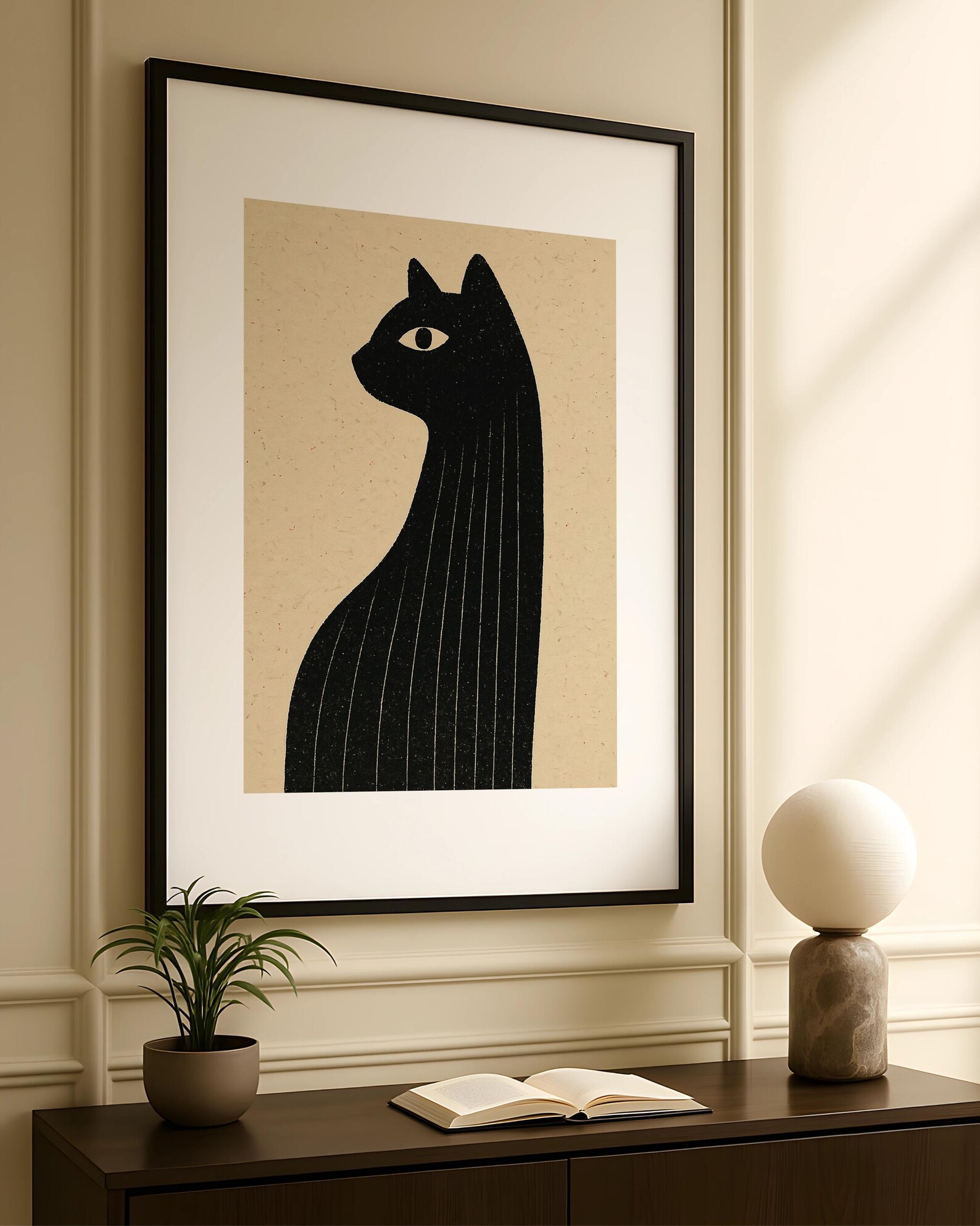 Abstract Black Cat Art Print - Minimalist Animal Poster - Modern Cat ...