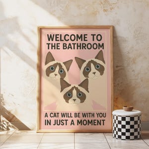 Welcome To The Bathroom Print - Bathroom Poster - Funny Cat Wall Art - Cat Lovers Gift - Vintage Cat Art - Home Decor - Ragdoll Cat Art