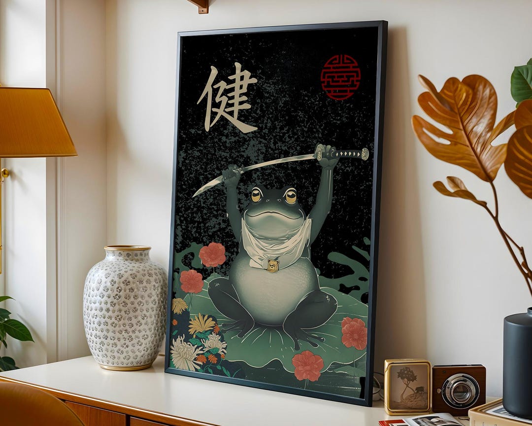 Japanese Sword Frog Art Print: Funky Samurai Animal Poster - Etsy UK