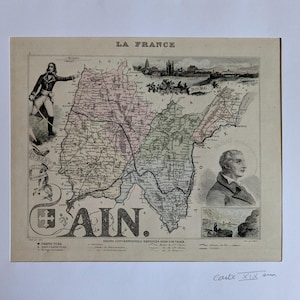 Carte de l’Aine 19th Century Map