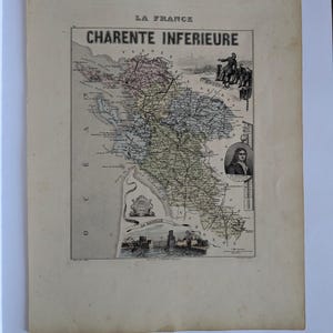 Carte de Charente-Inférieure – 19th Century French Lithograph Map