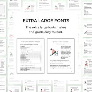 Printable chair yoga book with illustrated poses and tips