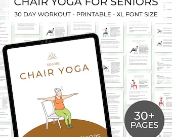 Chair Yoga for Seniors Guide PDF | 30-Day Workout Plan, Book & Chart | Gentle Seated Yoga for Elderly | Printable Chair Yoga Challenge