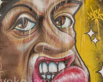 Whimsical Graffiti Art Print: Urban Expressionist Face (Digital Download)