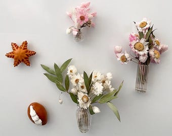 Fun Dried Flower Glass Vase Fridge Magnets – Creative Magnetic Flower Display for Kitchen & Office