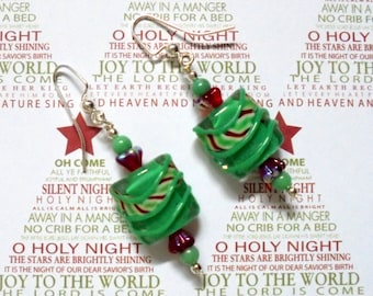 Red and Mint Green Earrings (0795)