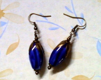 Blue Ceramic Flower Bud Earrings (2268)