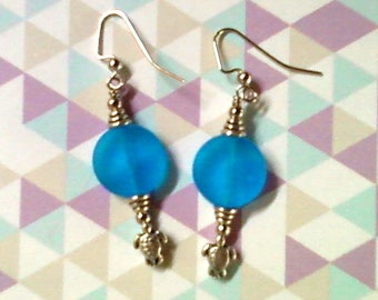 Aqua Blue Sea Turtle Earrings (2068)