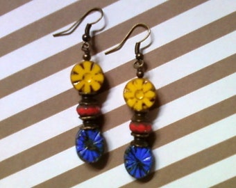 Yellow, Red and Blue Earrings (2046)