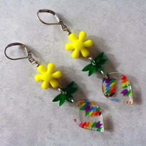 Yellow Floral Boho Earrings (10944)