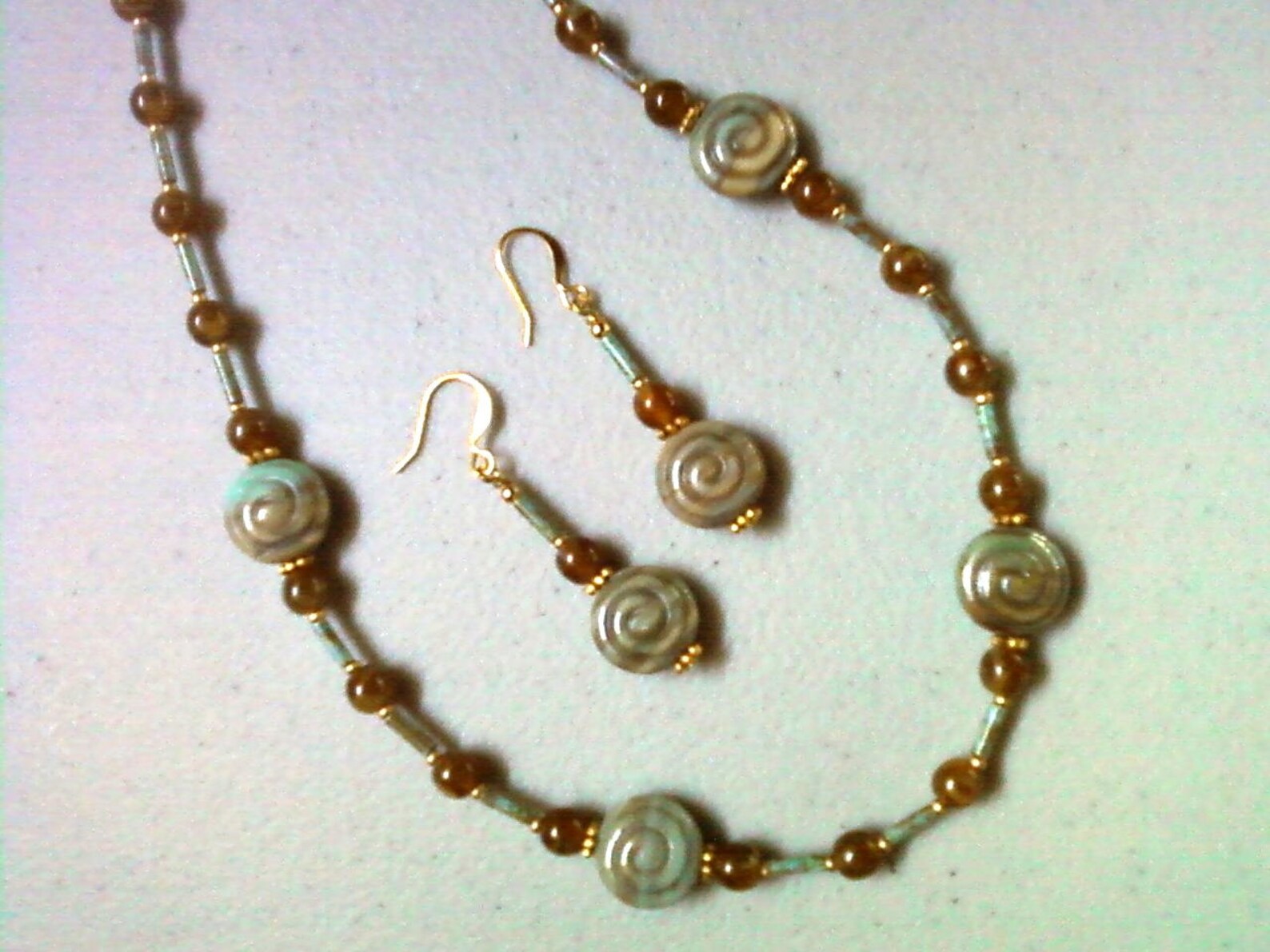 Blaue und braune MuschelKette und Ohrringe 0441 | Etsy