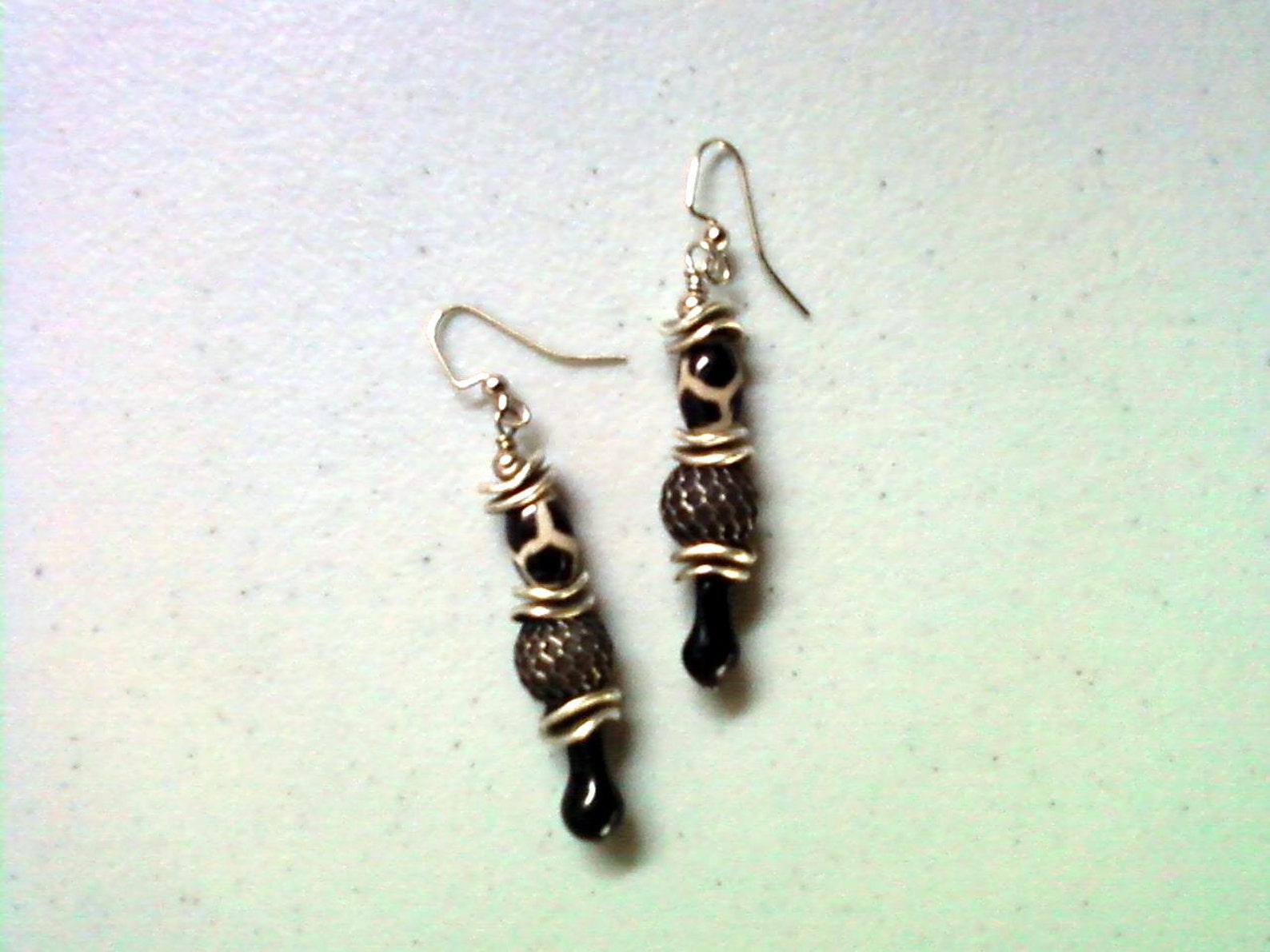 Schwarze und silberne Ethnische Ohrringe 1320 | Etsy