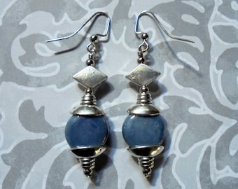 Denim Blue and Silver Boho Earrings (3064)