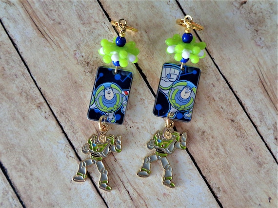 Buzz Lightyear Blue Green and Gray Boho Tin Earrings 7938 Etsy