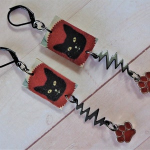 Black Cat Boho Earrings (7964)