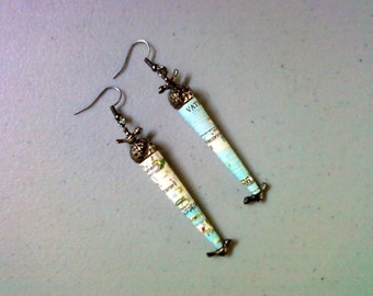 Blue, White and Black Map Themed Earrings (1351)