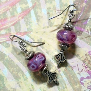 Pink Swirl Lampwork Earrings (3025)