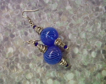 Blue Hollow Glass Earrings (1632)