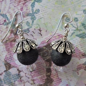 Black and Silver Boho Earrings (5876)