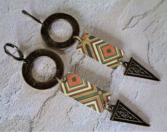 Ethnic Geometric Earthtone Boho Earrings (7475)