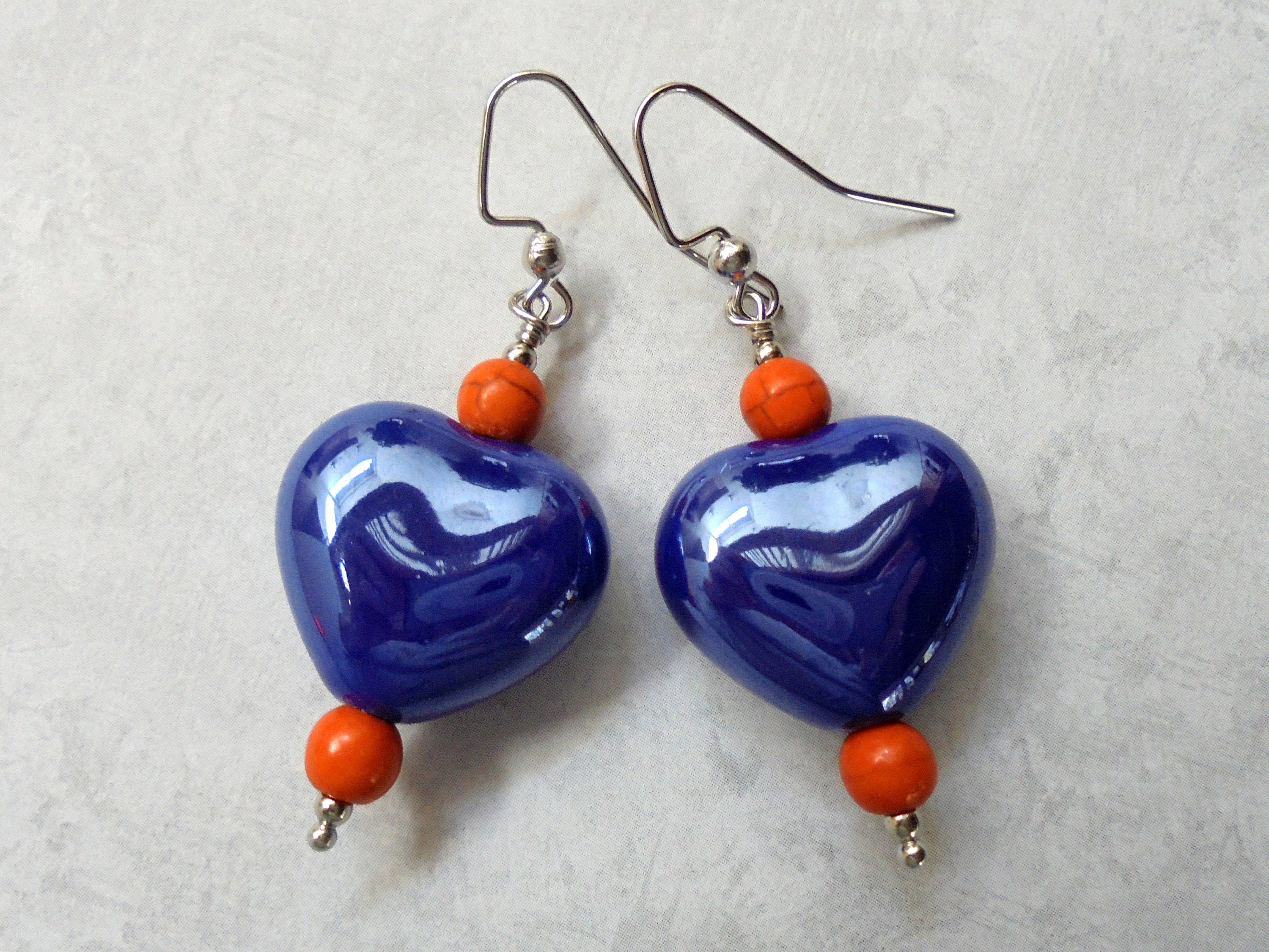 プニ　HUMAN MADE Heart Earrings 赤青セット Blue and Orange Heart Earrings (4131) - Etsy