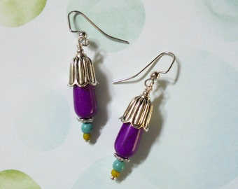 Purple Flower Bud Earrings (2593)