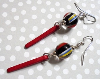 Red, Black, Blue, White and Yellow Dagger Earrings (2901)