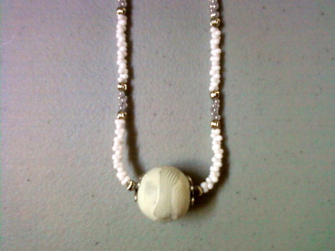 Weiße und graue Halskette 0408 | Etsy