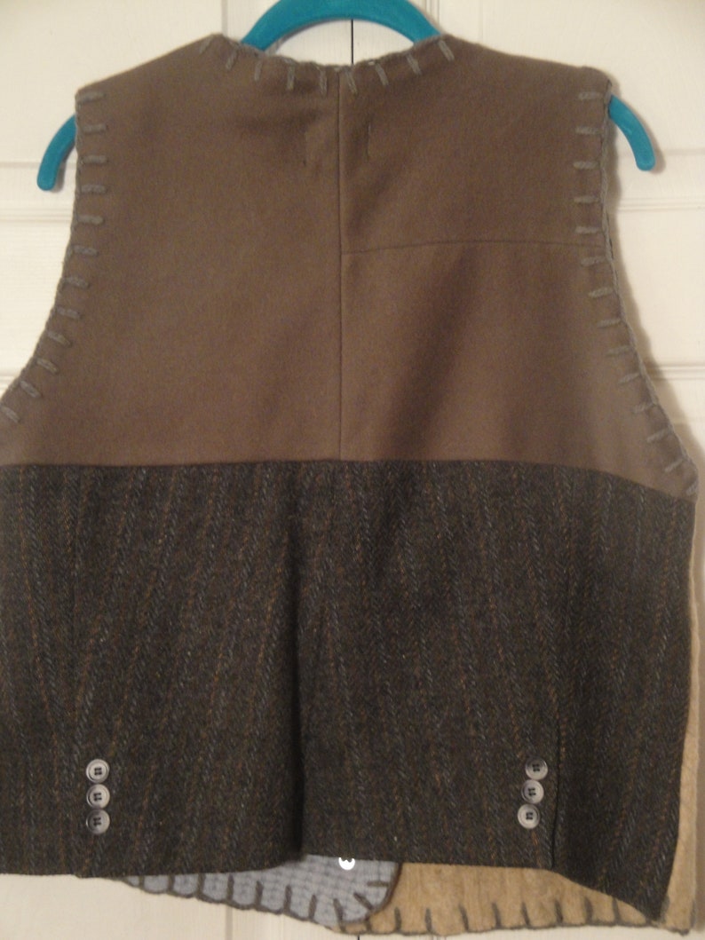 Made in U.S.A. BAABAAZUZU original patchwork wool vest size L recycled handmade
