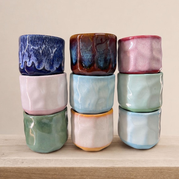 3.5" Handmade Reactive Glaze Planter, Colorful Ceramic Succulent Pot, No Saucer