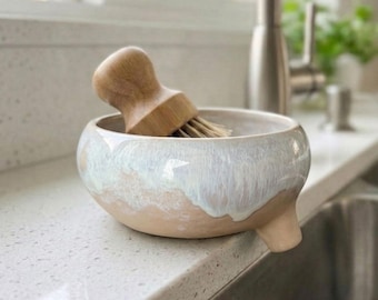 Ceramic Sponge Holder, Kitchen Sink Caddy, Handmade Soap Dish, Dish Brush Holder, Pottery Sink Organizer, Choose Your Color