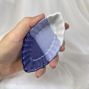 Purple Ombre Ceramic Leaf Dish: Handmade Pottery Jewelry Tray