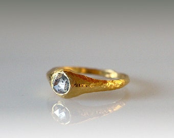 Engagement Ring, 22K gold, hand forged and designed