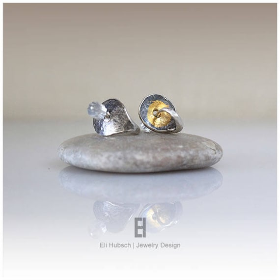 Stud Earrings, LOOP STUD EARRINGS, Gold Stud Earrings, Boucles D'oreilles Argent, Hypoallergenic Earrings, Bridal Jewelry, Oxidized Silver