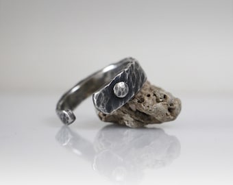 Men's Open Ring - Hand made silver ring, bold ring, thumb ring, raw silver ring, unisex ring, rugged silver ring, hammered ring