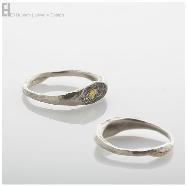 Pure silver & gold SIGNET RING hand forged and shaped image 2