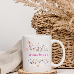 Personalized mom mug with flower motif, gift for Mother's Day, birthday or just because, custom text possible, printed on both sides image 5