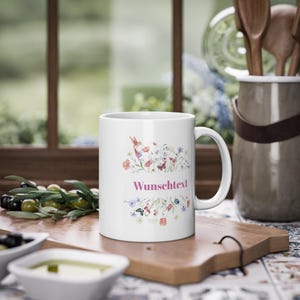 Personalized mom mug with flower motif, gift for Mother's Day, birthday or just because, custom text possible, printed on both sides image 4