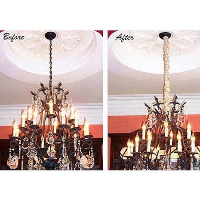 Chandelier Chain Cord Cover Black Super Silk HOOK and LOOP Etsy