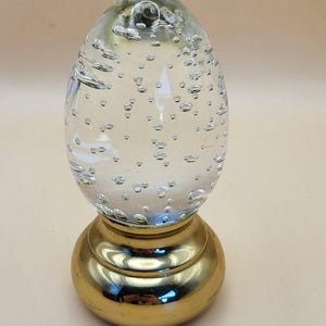Antique 1960s Vintage Glass and Brass Staircase Handrail/Paperweight, Mid-Century Design, Biot Decor, Cabinet of Curiosities