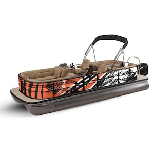 Orange Pontoon Boat Wrap Decal Kit: Weatherproof Vinyl Graphics