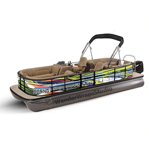 Pontoon Boat Wrap Decal: Marine-Grade Vinyl Graphic Kit (Left & Right Sides)