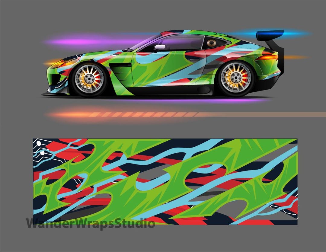 Race Car Livery Wrap Design: Venom Flow Editable Colors (EPS, PDF ...