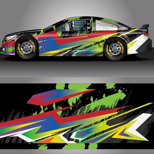 Race Car Livery Wrap Design: Shadow Phantom Editable Colors (EPS, PDF Format Digital Download