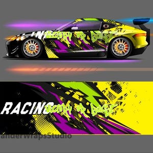 Race Car Livery Wrap Design: Victory or Bust - Editable Colors (EPS, PDF)