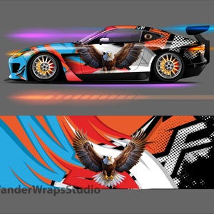 Eagle Wings Race Car Livery Wrap Design: Editable Colors (EPS, PDF File Only)