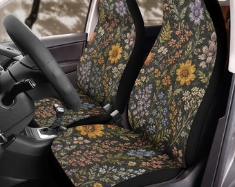 Vintage Cottage Floral Car Seat Covers (2Pcs): Floral Polar Fleece Protector Set