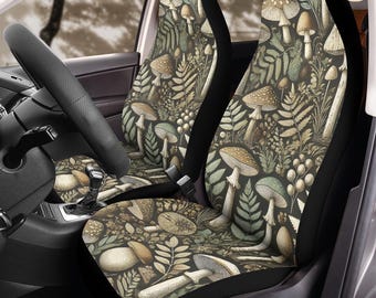 Woodland Mushroom Botanicals Car Seat Covers (2Pcs): Floral Polar Fleece Protector Set